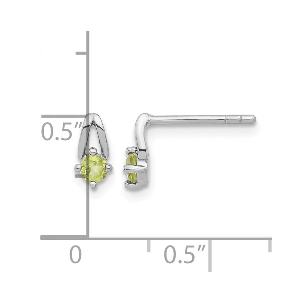 Sterling Silver Rhodium-plated Peridot Post Earrings