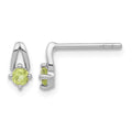 Sterling Silver Rhodium-plated Peridot Post Earrings