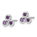 Sterling Silver Rhodium-plated Amethyst Petite Post Earrings