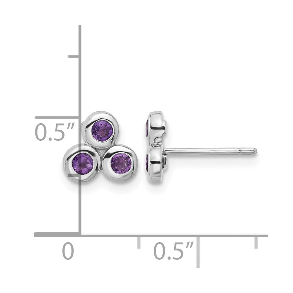 Sterling Silver Rhodium-plated Amethyst Petite Post Earrings