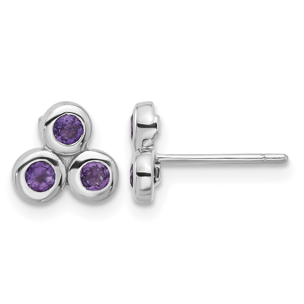 Sterling Silver Rhodium-plated Amethyst Petite Post Earrings