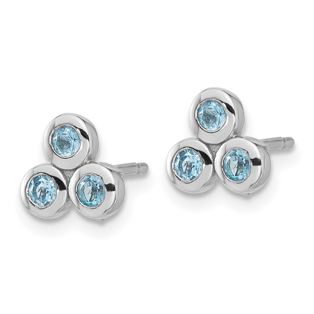 Sterling Silver Rhodium-plated Light Swiss Blue Topaz Petite Post Earrings