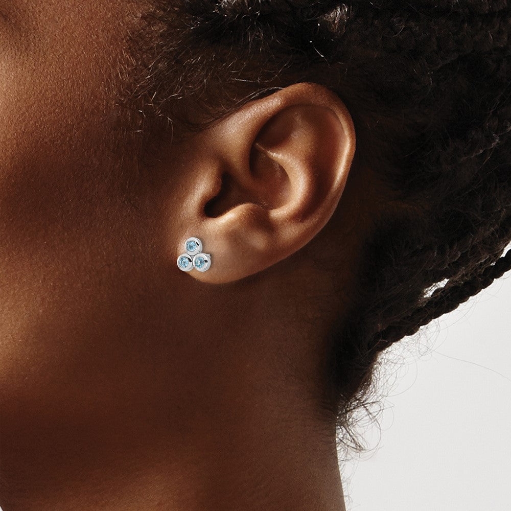 Sterling Silver Rhodium-plated Light Swiss Blue Topaz Petite Post Earrings