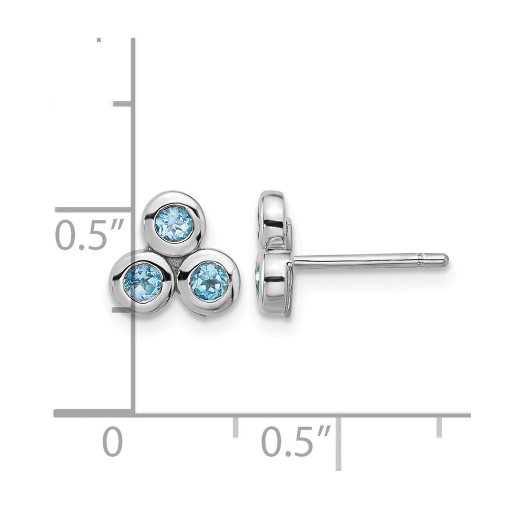 Sterling Silver Rhodium-plated Light Swiss Blue Topaz Petite Post Earrings