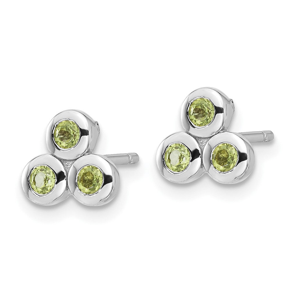 Sterling Silver Rhodium-plated Peridot Petite Post Earrings