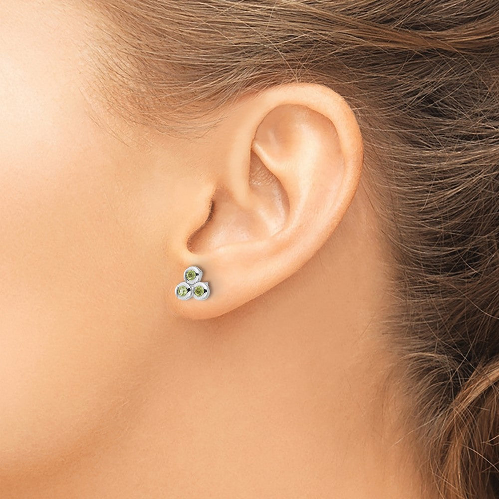 Sterling Silver Rhodium-plated Peridot Petite Post Earrings