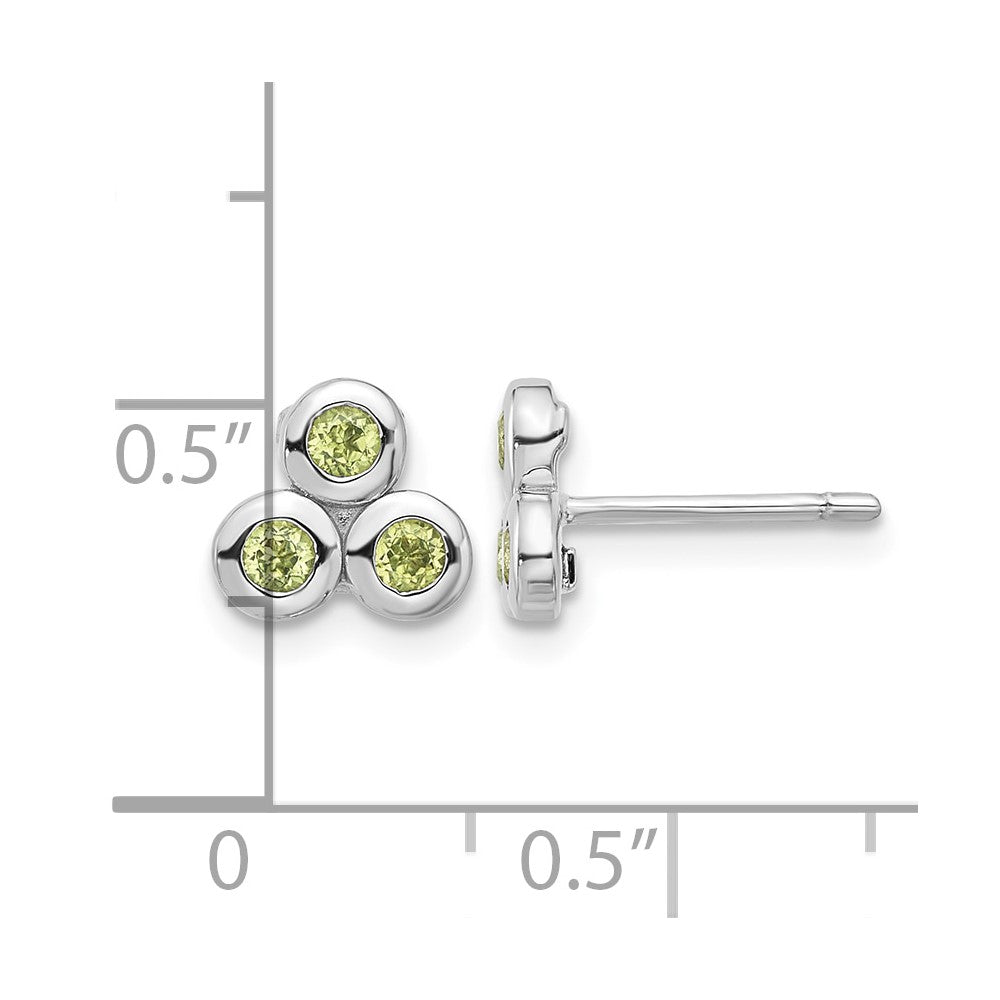 Sterling Silver Rhodium-plated Peridot Post Earrings