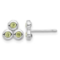 Sterling Silver Rhodium-plated Peridot Petite Post Earrings