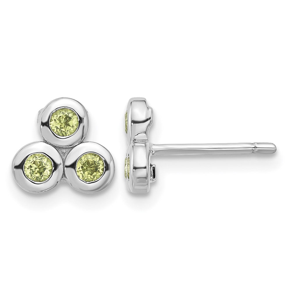 Sterling Silver Rhodium-plated Peridot Petite Post Earrings