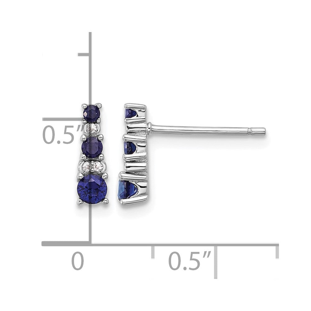 Sterling Silver Rh-plated .59 Cr. Bl Spinel .03 Cr. Wht Sapphire Post Earri