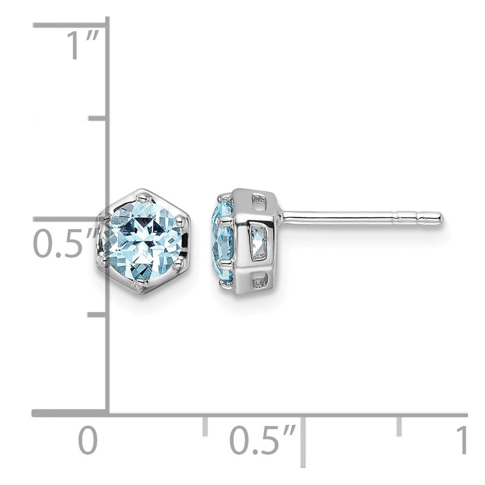 Sterling Silver Rhodium-plated Polished Sky Blue Topaz Post Earrings