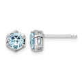 Sterling Silver Rhodium-plated Polished Sky Blue Topaz Post Earrings