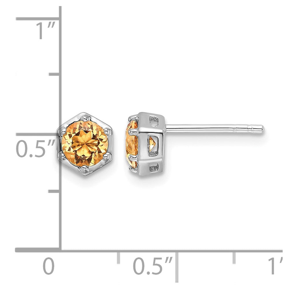 Sterling Silver Rhodium-plated Polished Citrine Post Earrings