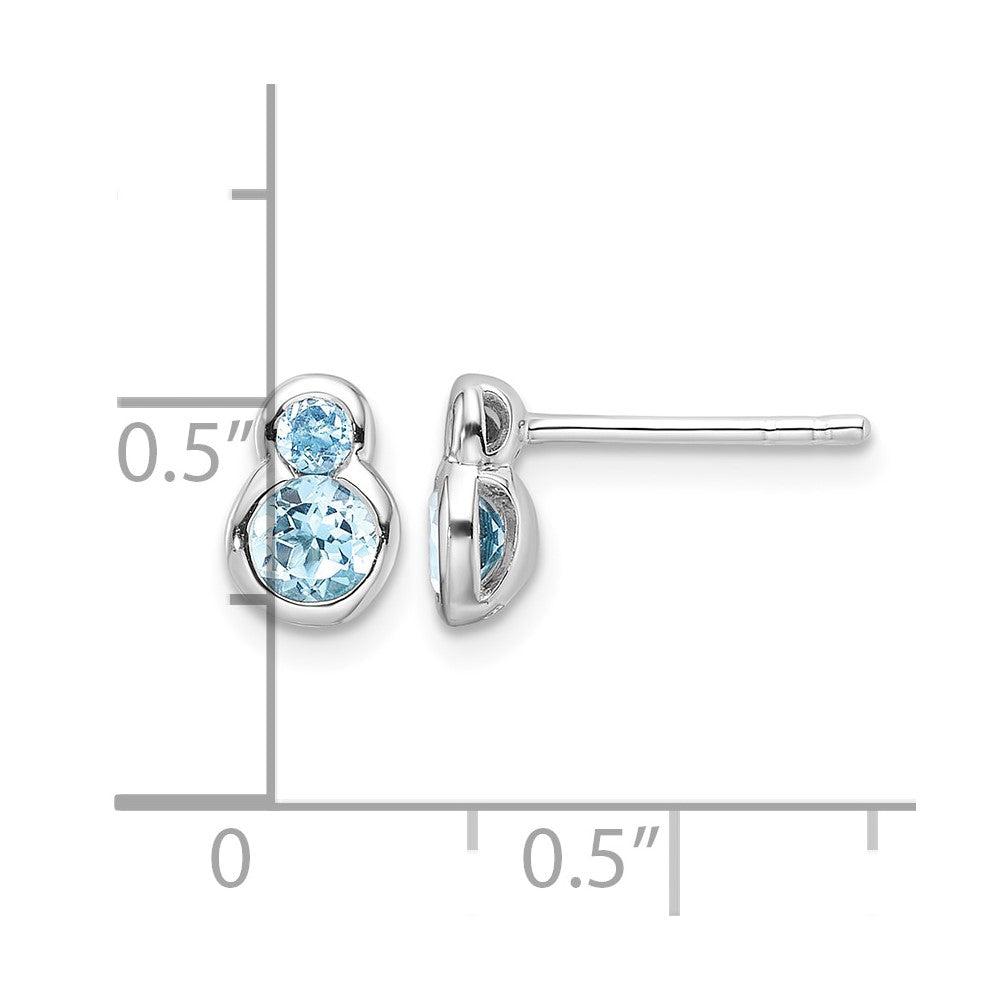 Sterling Silver Rhodium-plated Polished Swiss Blue Topaz Post Earrings