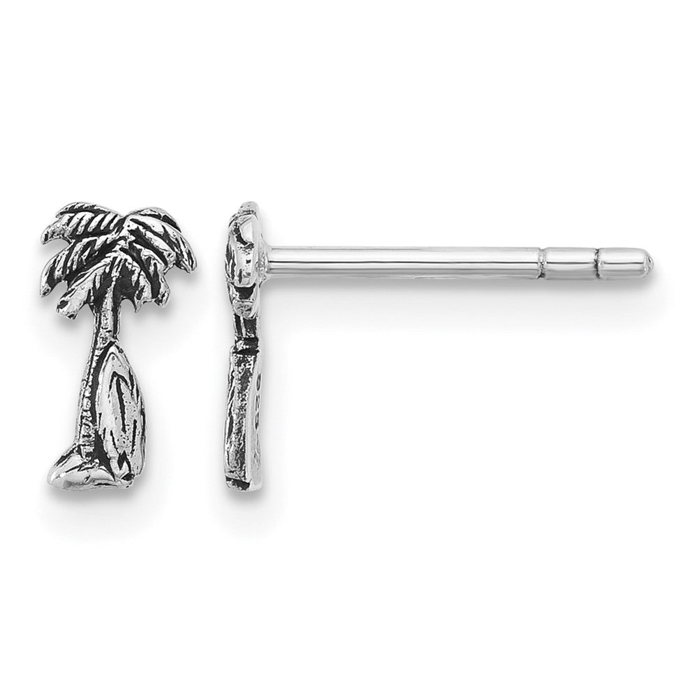 Sterling Silver Rh-plated Antiqued Palm & Tree Surfboard Earrings