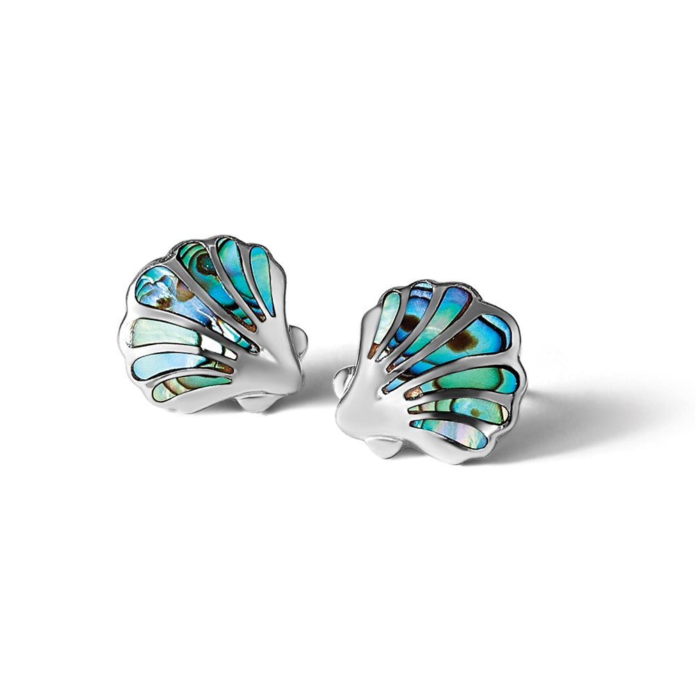 Sterling Silver Rh-plated Polished CZ Dolphin Post Earrings