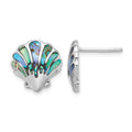Sterling Silver Rh-plated Polished Abalone Shell Post Earrings