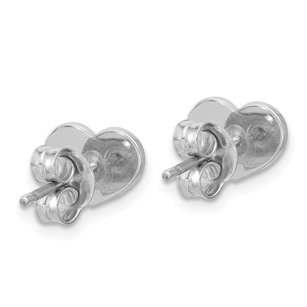 Sterling Silver Rhod-plated Mother of Pearl Heart Post Earrings