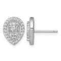 Sterling Silver RH-plated Polished Fancy CZ Teardrop Post Earrings