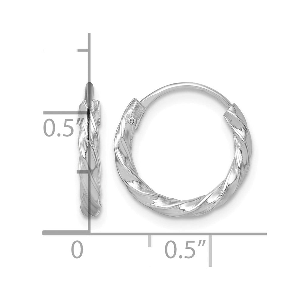 SS RH-pltd Polished Twisted 15.5x2.25mm Round Hoop Earrings