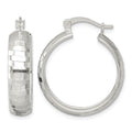 Sterling Silver Polished Diamond-cut 25x6mm Round Hoop Earrings