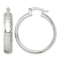 Sterling Silver Polished Diamond-cut 30x6mm Round Hoop Earrings