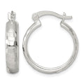 Sterling Silver Polished Diamond-cut 20x4mm Round Hoop Earrings