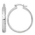 Sterling Silver Polished Diamond-cut 30x4mm Round Hoop Earrings