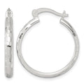 Sterling Silver Polished Diamond-cut 25x3mm Round Hoop Earrings