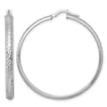 Sterling Silver RH-plated Polished and Diamond-cut Hoop Earrings