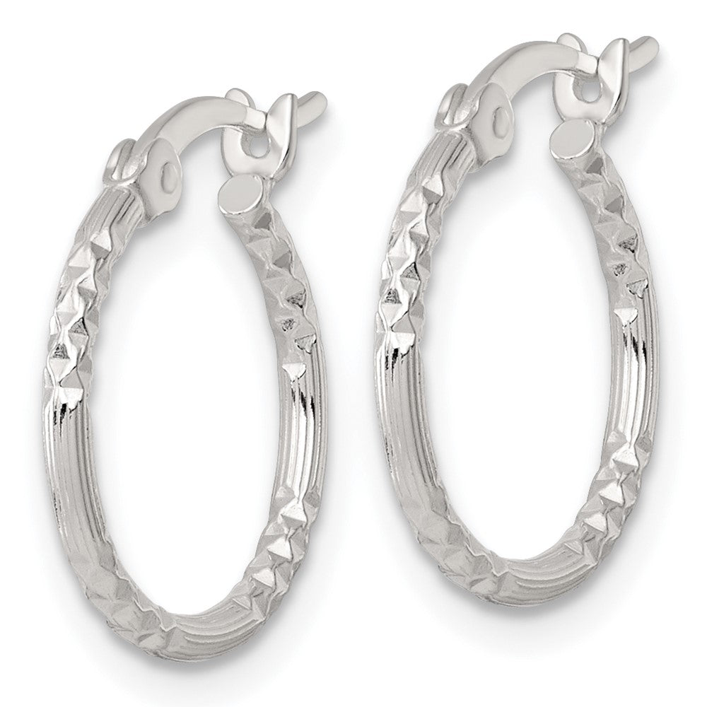 SS Polished D/C Textured 16x1.5mm Round Hoop Earrings