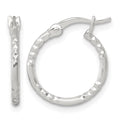 SS Polished D/C Textured 16x1.5mm Round Hoop Earrings