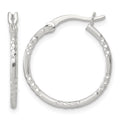 SS Polished D/C Textured 20x1.5mm Round Hoop Earrings