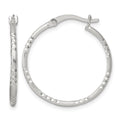 Sterling Silver Polished D/C Textured 25x1.5mm Round Hoop Earrings