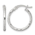 Sterling Silver Polished Diamond-cut 20x2mm Round Hoop Earrings