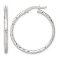 Sterling Silver Polished Diamond-cut 30x2mm Round Hoop Earrings