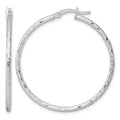 Sterling Silver Polished Diamond-cut 40x2mm Round Hoop Earrings
