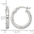 SS Polished D/C Textured 20x3.25mm Round Hoop Earrings