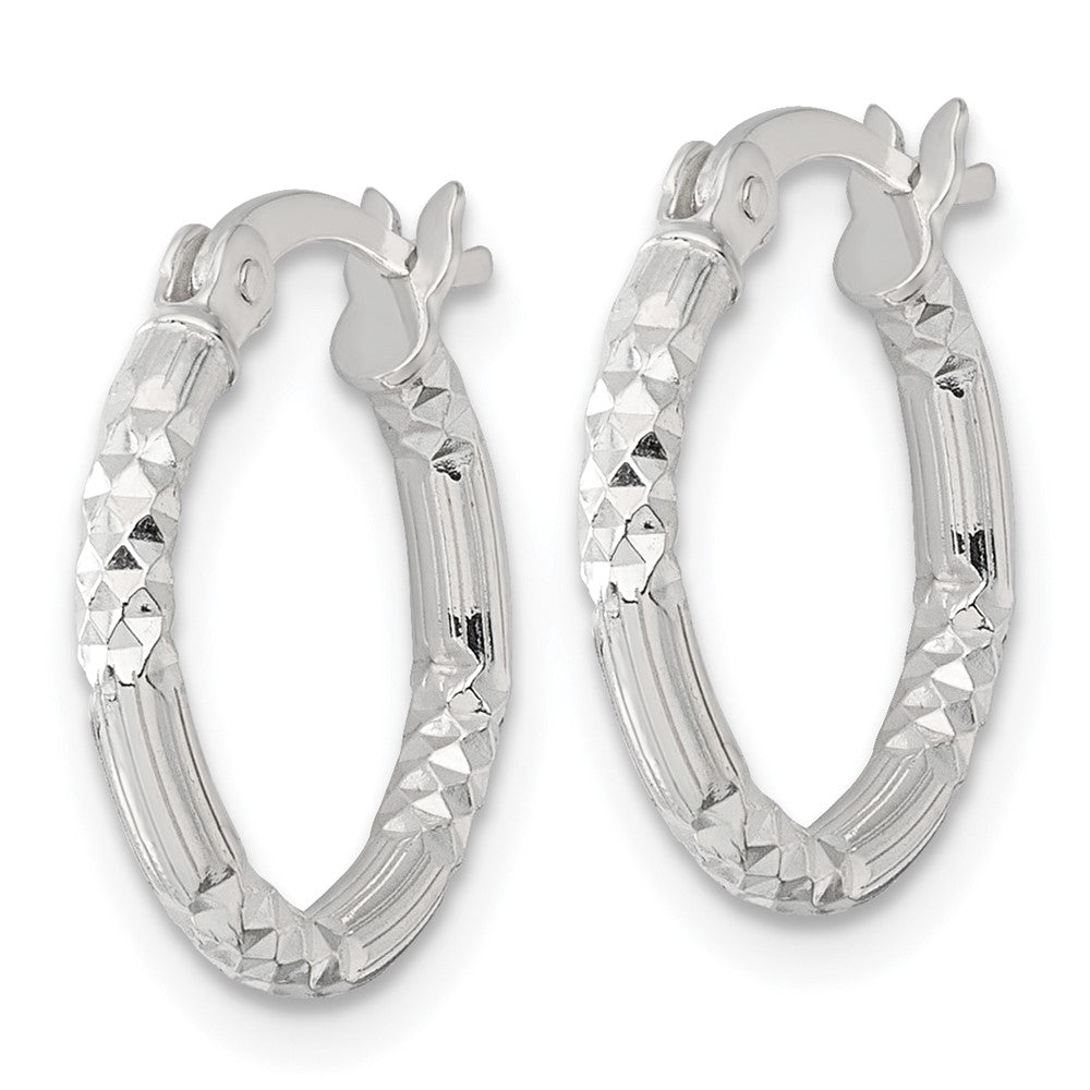 SS Polished D/C Textured 16x2.25mm Round Hoop Earrings