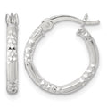 SS Polished D/C Textured 16x2.25mm Round Hoop Earrings
