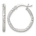 SS Polished D/C Textured 20x2.25mm Round Hoop Earrings