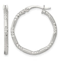 SS Polished D/C Textured 25x2.25mm Round Hoop Earrings