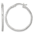 SS Polished D/C Textured 30x2.25mm Round Hoop Earrings