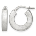 Sterling Silver Polished Brushed Textured Square Tube Hoop Earrings
