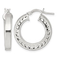 Sterling Silver Polished and Textured Hoop Earrings