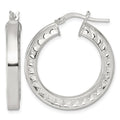 Sterling Silver Polished and Textured Hoop Earrings