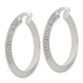 SS Textured 35x4.0mm Knife Edge Greek Key Round Hoop Earrings