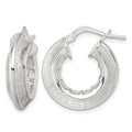 Sterling Silver Polished Greek Key Knife Edge Hoop Earrings