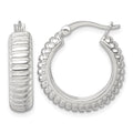 Sterling Silver Polished and Grooved 21x6mm Round Hoop Earrings