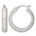 Sterling Silver Polished and Grooved 26x6mm Round Hoop Earrings